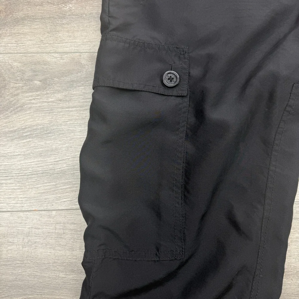 Tory Burch Pants Womens 12 Black Cargo Silk Cropped Relaxed High Rise Utility